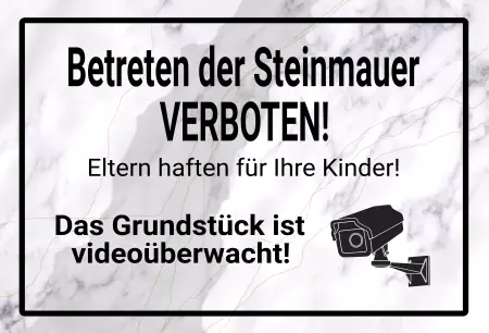 Warnschild Zutritt verbotenWarnung - Zutritt verboten Betreten der Steinmauer VERBOTEN! Bild